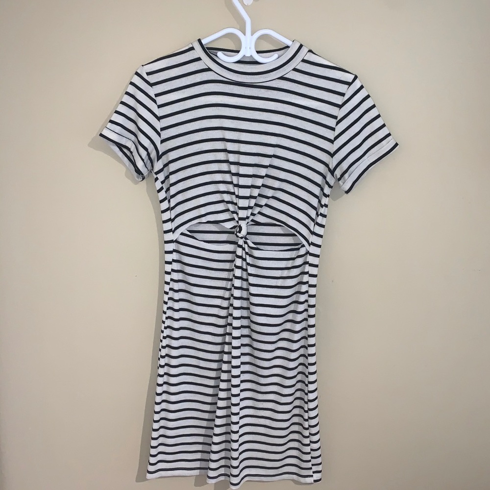 knotted front striped dress
